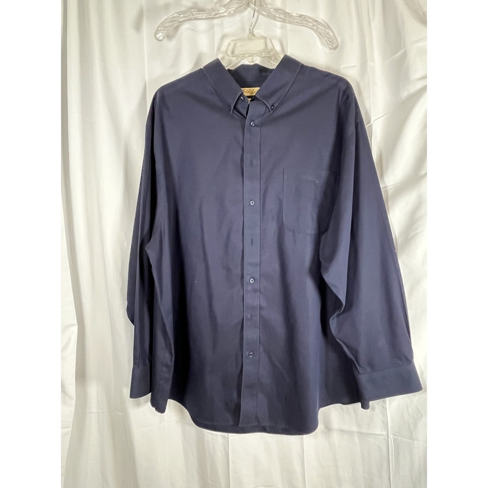 Roundtree Yorke Advance Gold Label Dress Shirt No Iron 3XB Navy Button Down - Picture 2 of 14